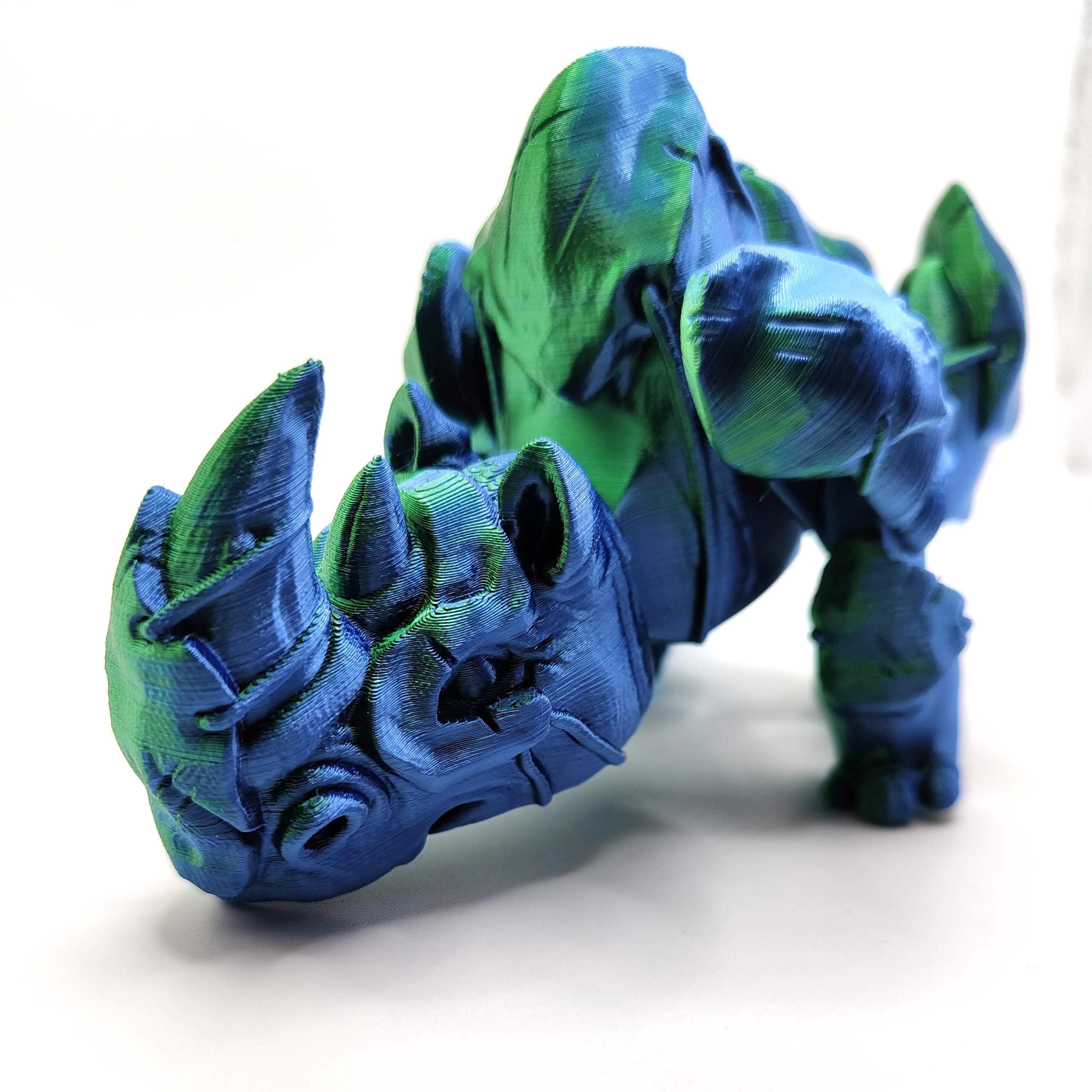 Articulated rhino | 3d Printed rhinoceros | Flexible | Custom Fidget Toy, Desk Pet, Unique Toy - Fidget Toy | rhino with armour